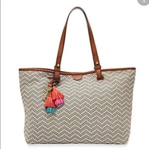 Women Fossil Rachel Bag Tote w Bag Charm